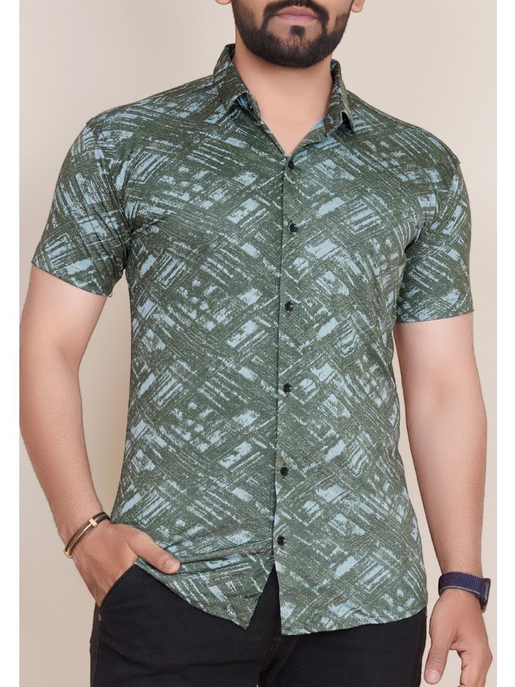     			KAJARU Polyester Regular Fit Printed Half Sleeves Men's Casual Shirt - Green ( Pack of 1 )