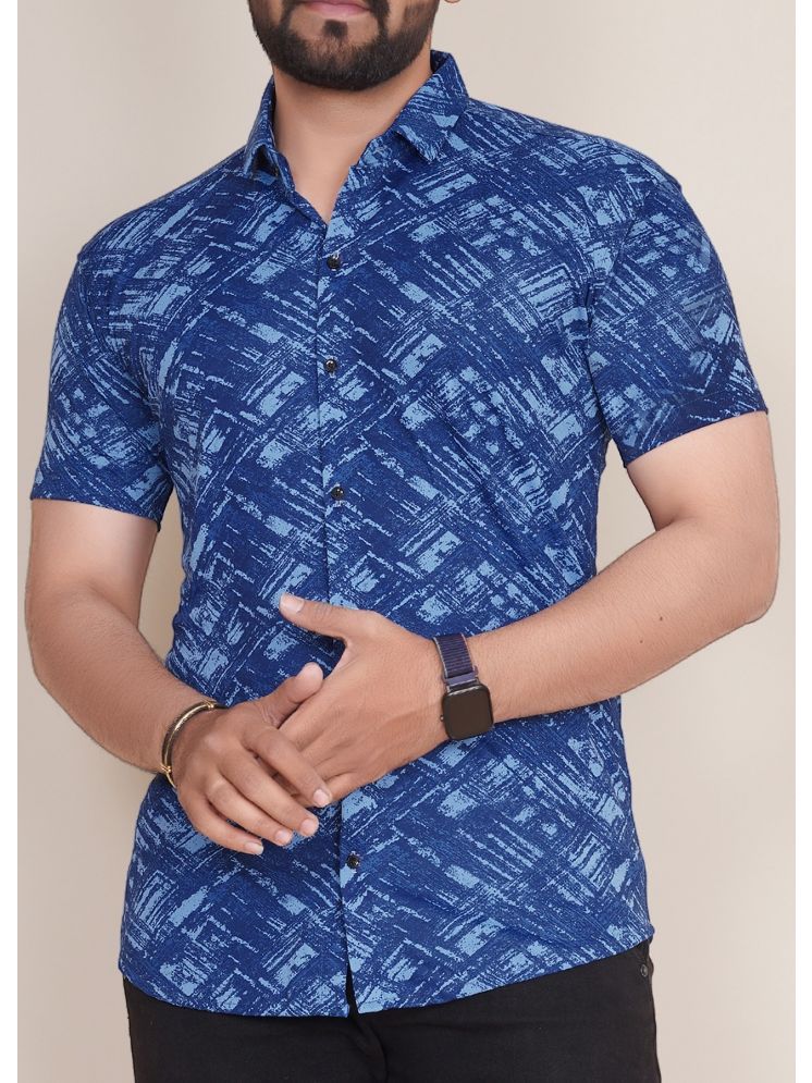     			KAJARU Polyester Regular Fit Printed Half Sleeves Men's Casual Shirt - Blue ( Pack of 1 )