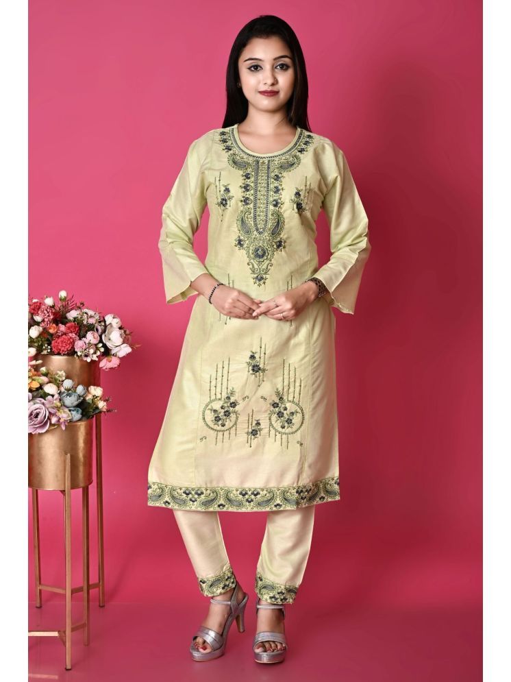     			New Collection Rayon Embroidered Straight Women's Kurti - Green ( Pack of 1 )