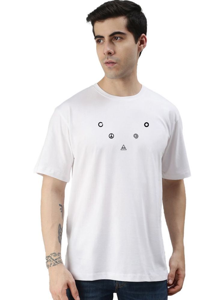     			Organic Chics 100% Cotton Oversized Fit Printed Half Sleeves Men's T-Shirt - White ( Pack of 1 )