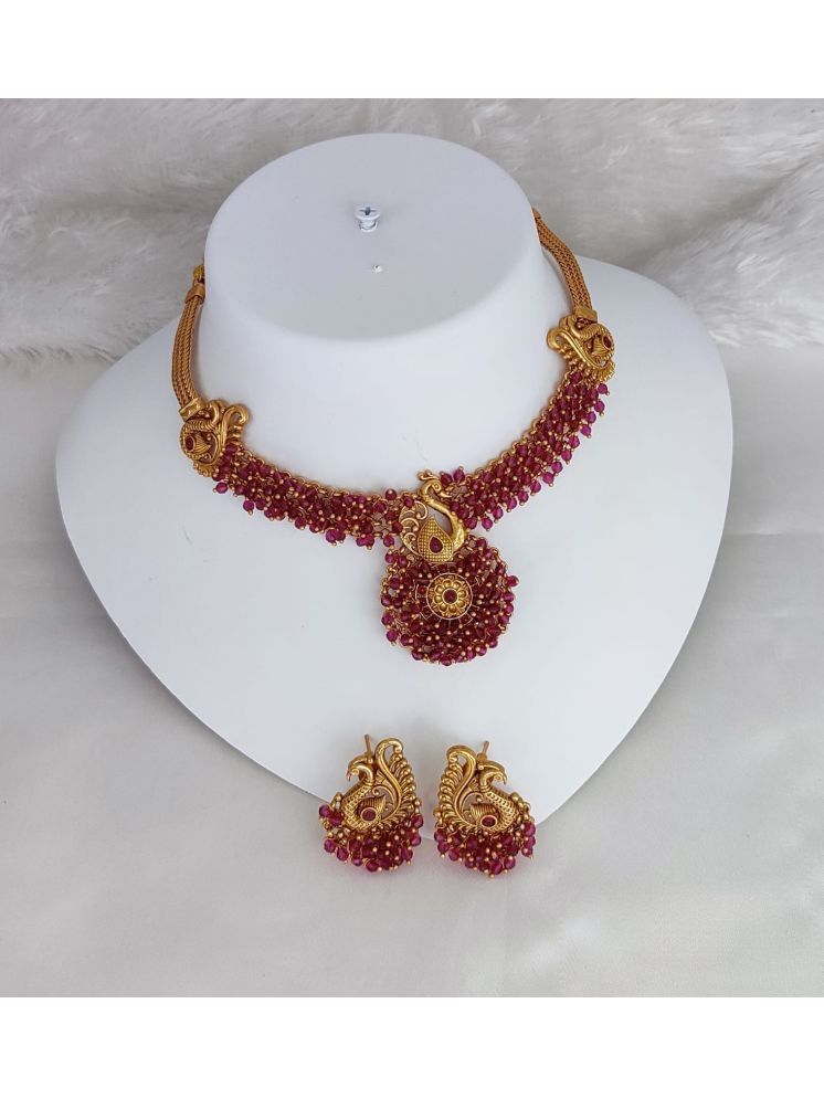     			Padmavati Bangles Maroon Alloy Necklace Set ( Pack of 1 )