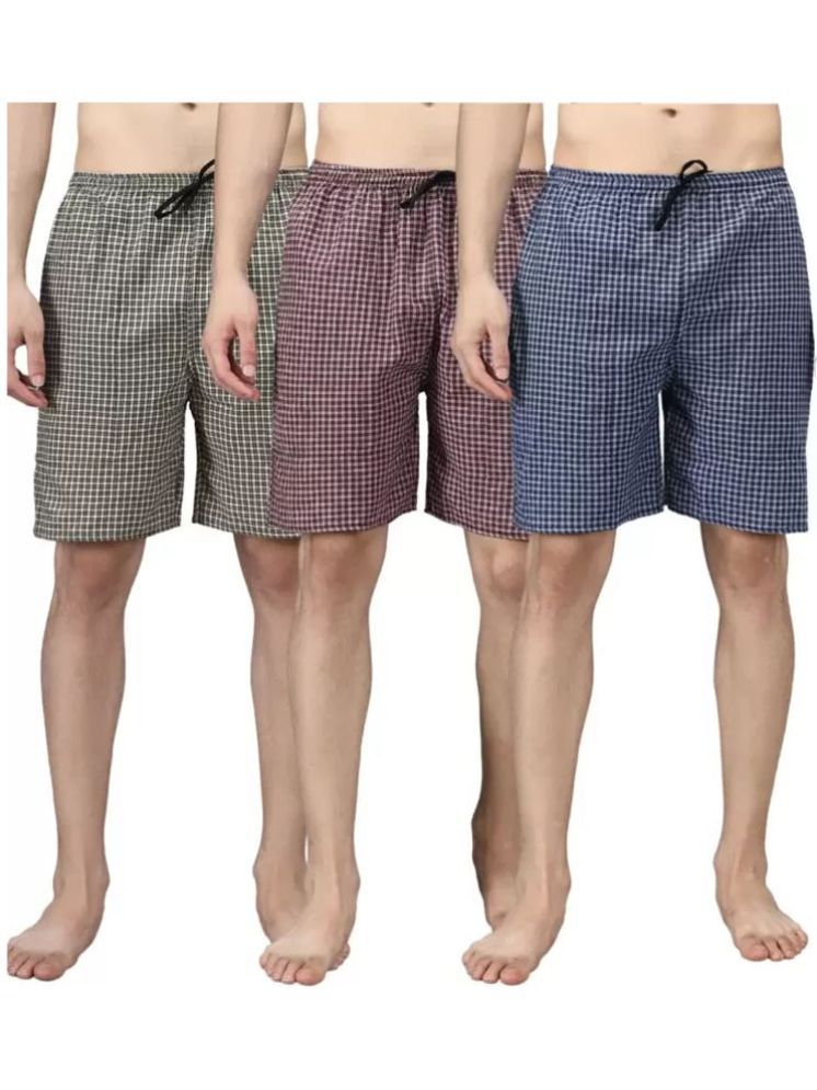     			Paryag Multicolor Cotton Blend Men's Boxer- ( Pack of 3 )