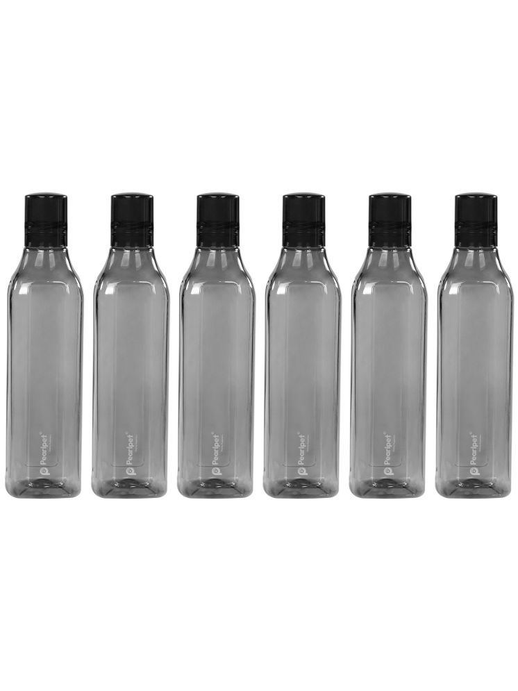     			PearlPet Cubic-1000ml Grey Plastic Water Bottle 1000 mL ( Set of 6 )