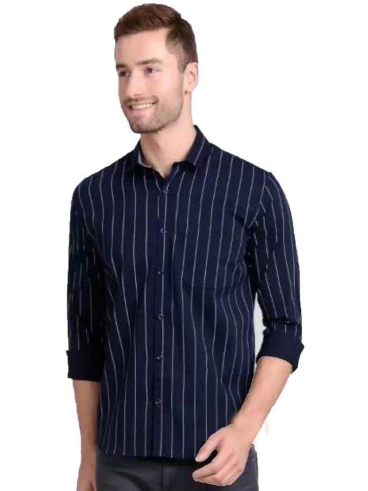     			Wristy 100% Cotton Slim Fit Striped Full Sleeves Men's Casual Shirt - Blue ( Pack of 1 )