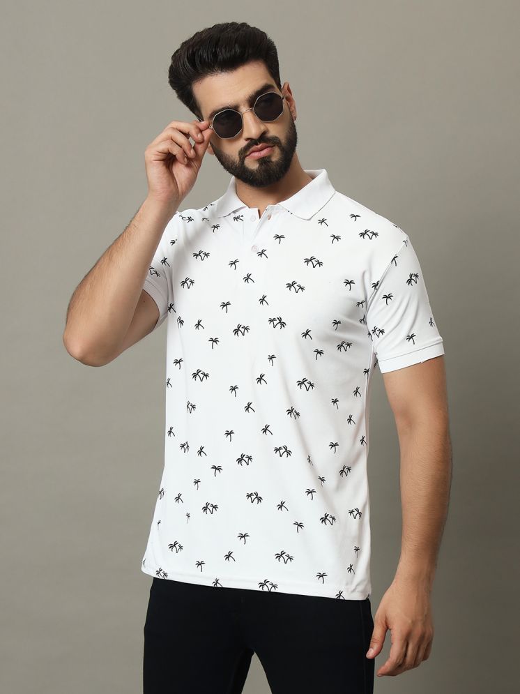     			connan Cotton Blend Regular Fit Printed Half Sleeves Men's Polo T Shirt - White ( Pack of 1 )