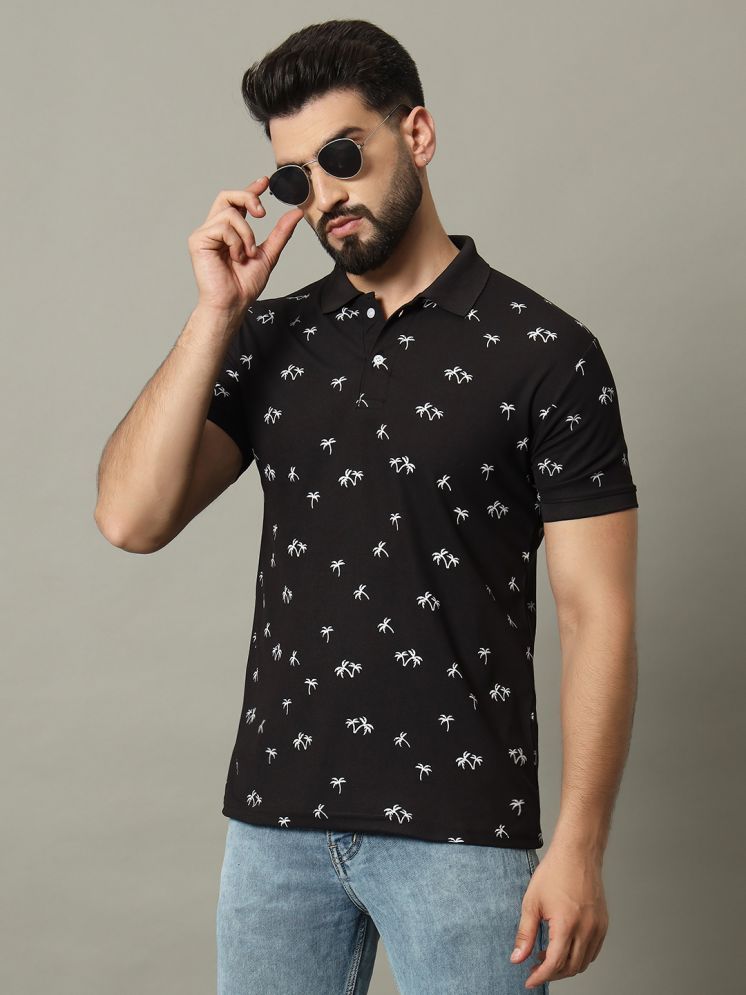     			connan Cotton Blend Regular Fit Printed Half Sleeves Men's Polo T Shirt - Black ( Pack of 1 )