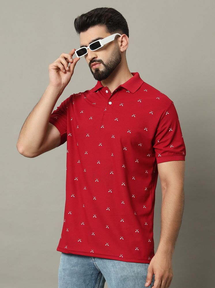     			connan Cotton Blend Regular Fit Printed Half Sleeves Men's Polo T Shirt - Maroon ( Pack of 1 )