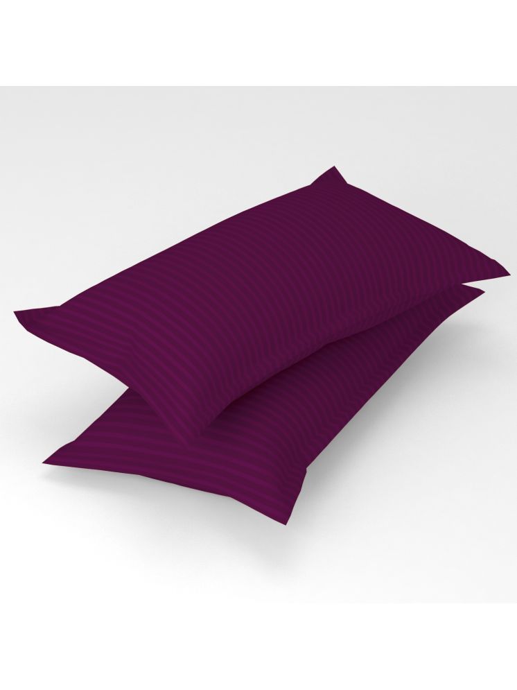     			gharsaaz - Pack of 2 Poly Cotton Vertical Striped Standard Size Pillow Cover ( 68.58 cm(27) x 43.18 cm(17) ) - Violet