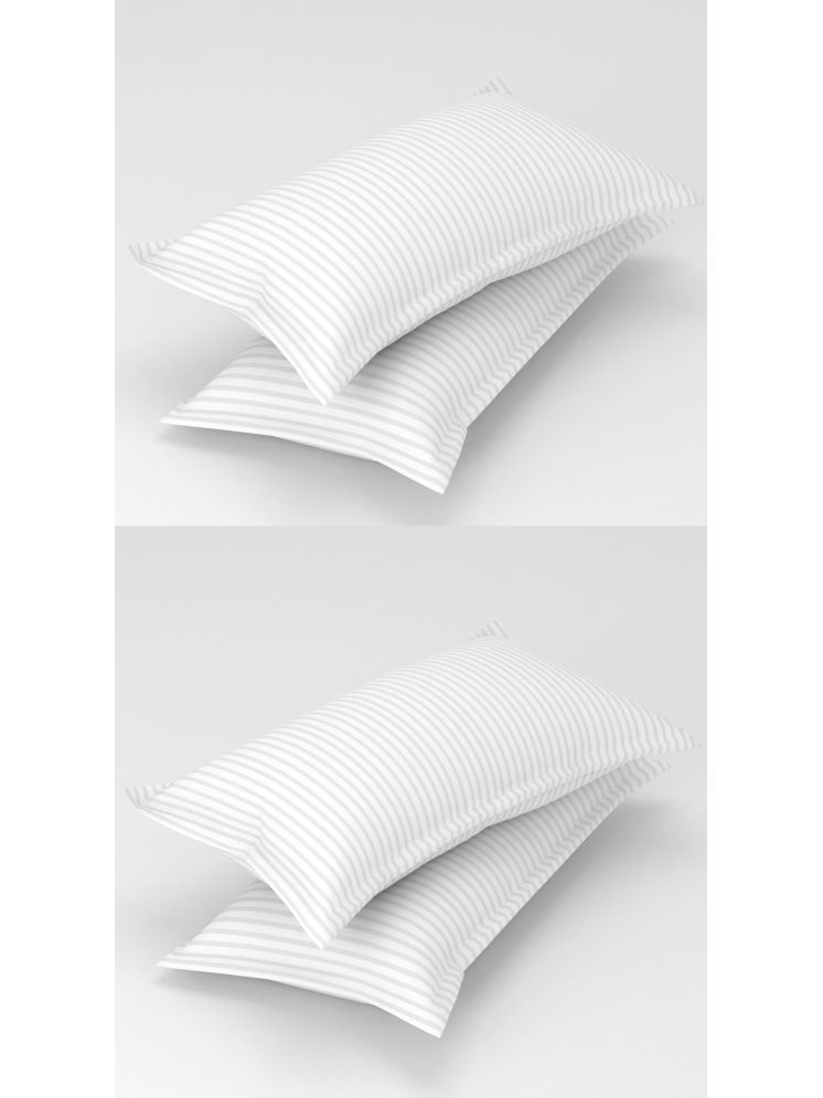     			gharsaaz - Pack of 4 Poly Cotton Vertical Striped Standard Size Pillow Cover ( 68.58 cm(27) x 43.18 cm(17) ) - White