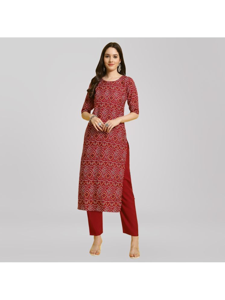     			1 Stop Fashion Crepe Printed Kurti With Pants Women's Stitched Salwar Suit - Multicolor ( Pack of 1 )