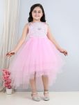 Toy Balloon Kids Net Asymmetric Dress For Girls ( Pack of 1 , Baby Pink )