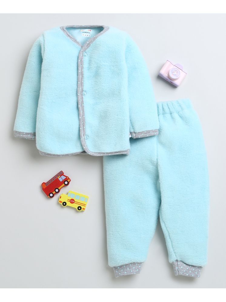     			BUMZEE Blue Faux Fur Baby Boy Sweatshirt & Jogger Set ( Pack of 1 )