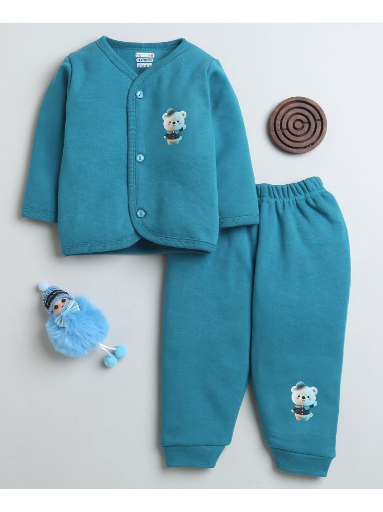     			BUMZEE Blue Fleece Baby Boy T-Shirt & Pyjama Set ( Pack of 1 )