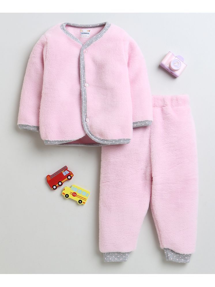     			BUMZEE Pink Faux Fur Baby Girl Sweatshirt & Jogger Set ( Pack of 1 )