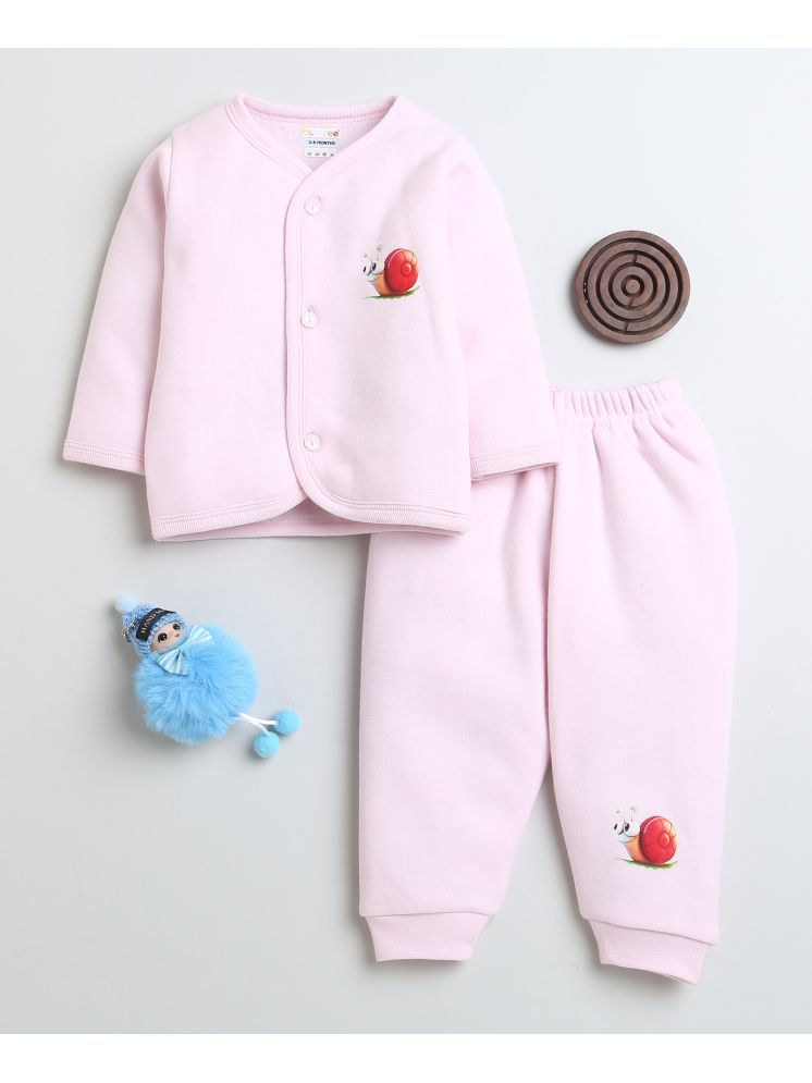     			BUMZEE Pink Fleece Baby Girl Sweatshirt & Jogger Set ( Pack of 1 )