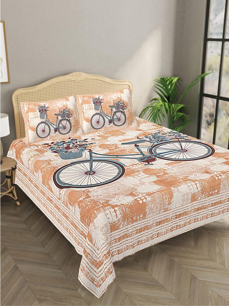     			Bombay Spreads Cotton Abstract 1 Double King with 2 Pillow Covers - Orange