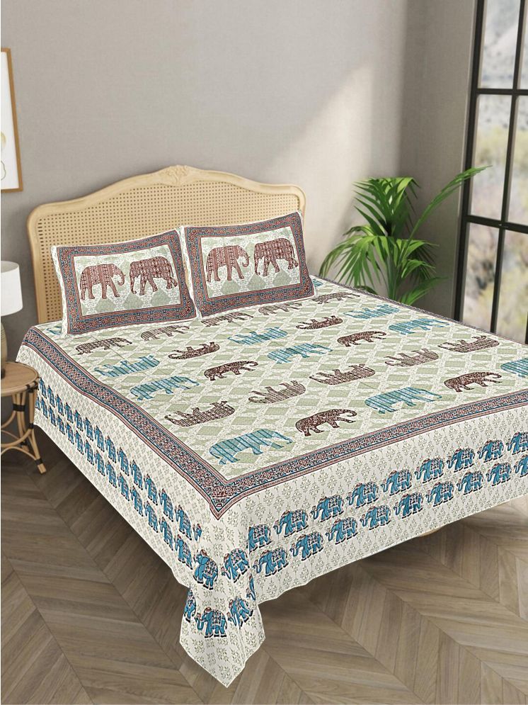     			Bombay Spreads Cotton Animal 1 Double King with 2 Pillow Covers - Light Blue