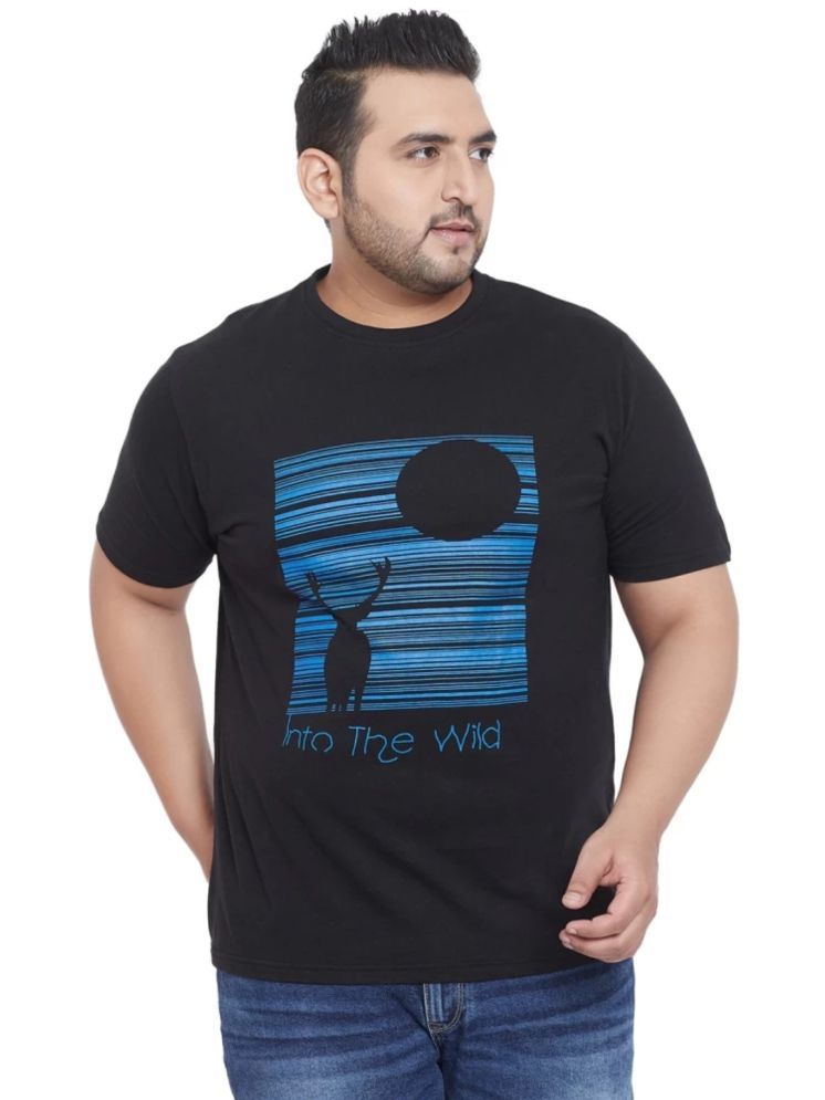     			DAAWEAR OUTFITS Cotton Regular Fit Printed Half Sleeves Men's Round T-Shirt - Black ( Pack of 1 )