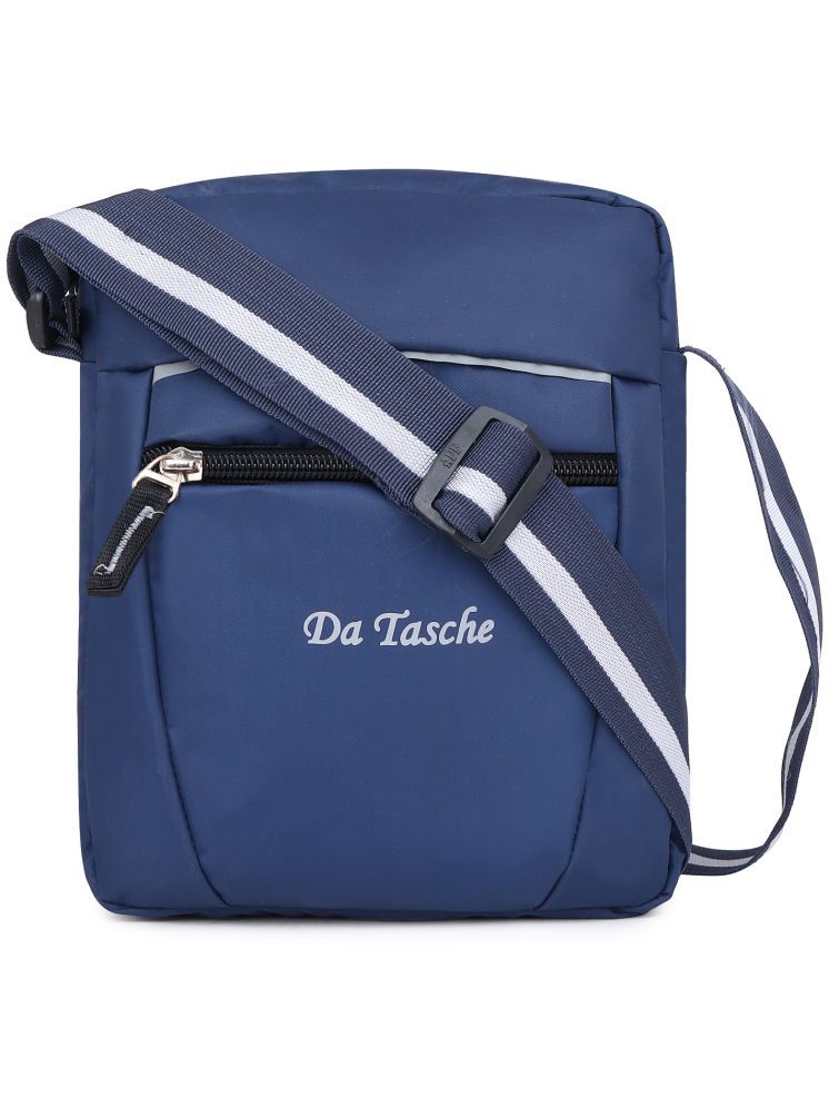     			Da Tasche Navy Blue Solid Messenger Bag