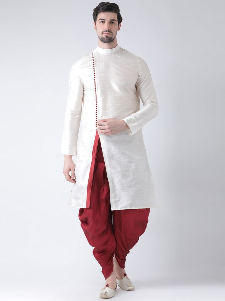     			Deyann Off White Silk Regular Fit Men's Dhoti Kurta Set ( Pack of 1 )