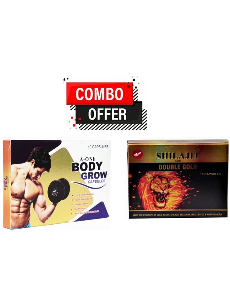     			Dr. Chopra GG A-One Body Grow Capsule 10no.s & Shilajit With Double Gold Capsules 10 no.s Unflavoured Single Pack