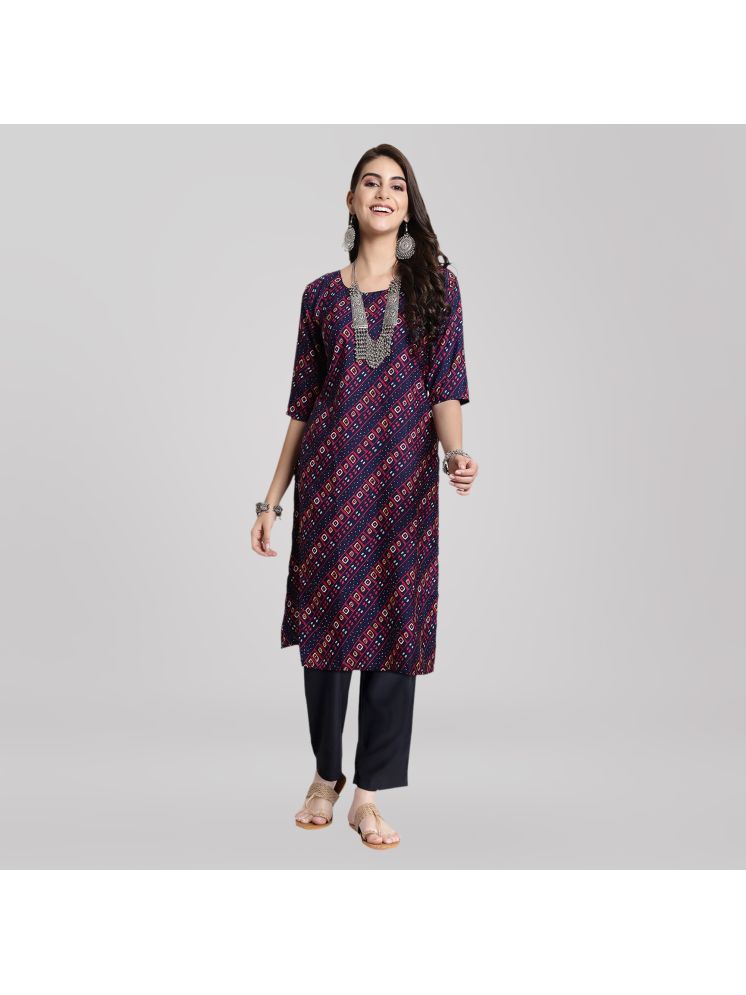     			Ethnic Basket Crepe Printed Kurti With Pants Women's Stitched Salwar Suit - Purple ( Pack of 1 )