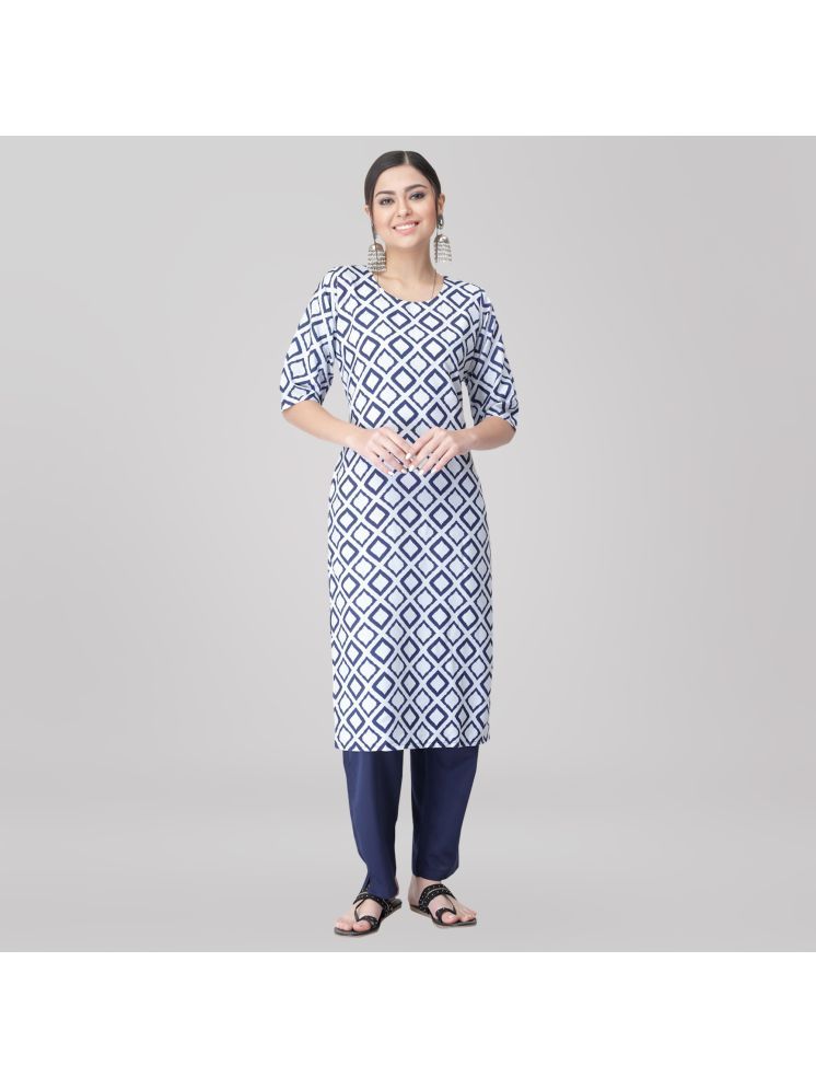     			Ethnic Basket Crepe Printed Kurti With Pants Women's Stitched Salwar Suit - Blue ( Pack of 1 )