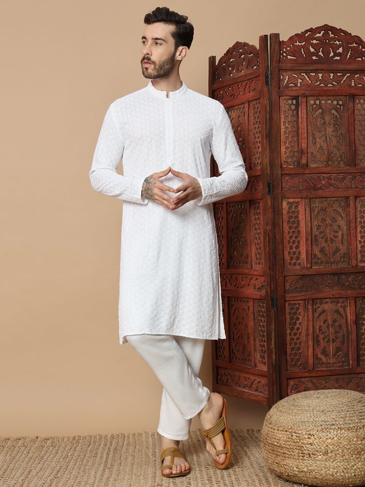     			Glito White Viscose Regular Fit Men's Kurta Pyjama Set ( Pack of 1 )