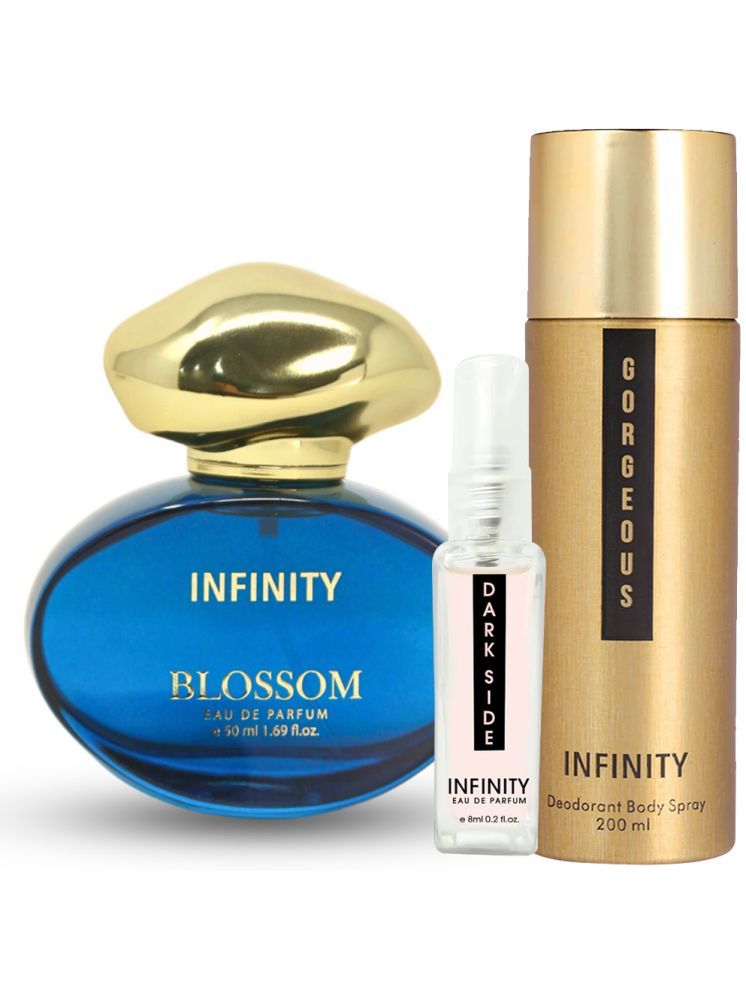     			Infinity Blossom EDP Perfume 50ml,Gorgeous Deodorant 200ml,Dark Side Pocket Perfume 8ml Pack of 3