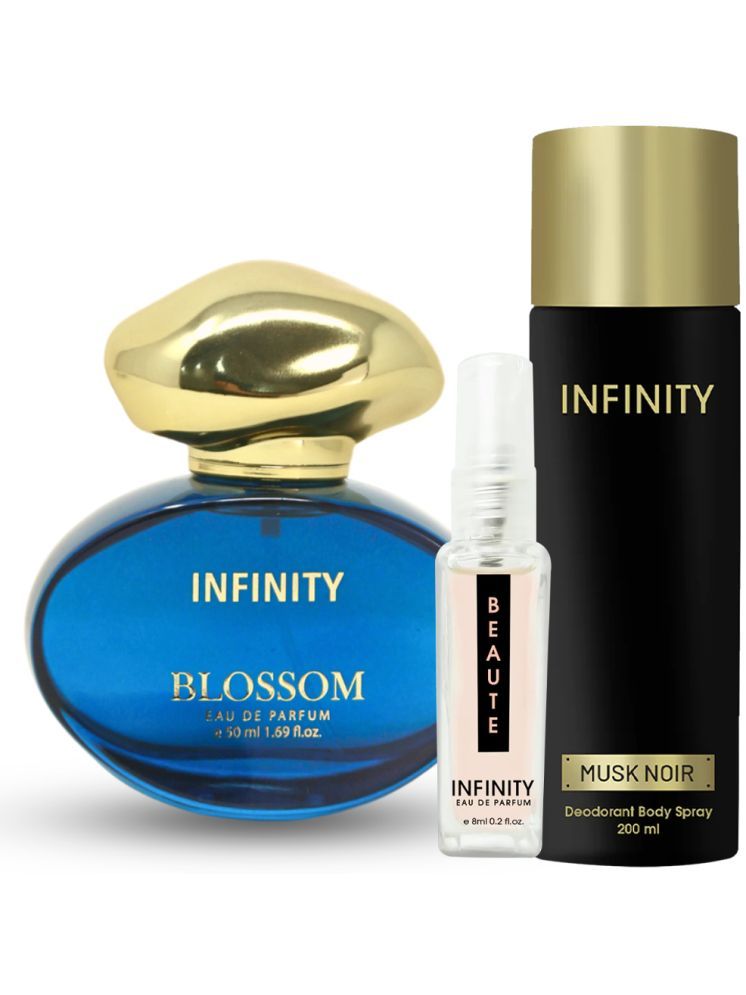     			Infinity Blossom EDP Perfume 50ml, Musk Noir Deodorant 200ml, Beaute Pocket Perfume 8ml Pack of 3