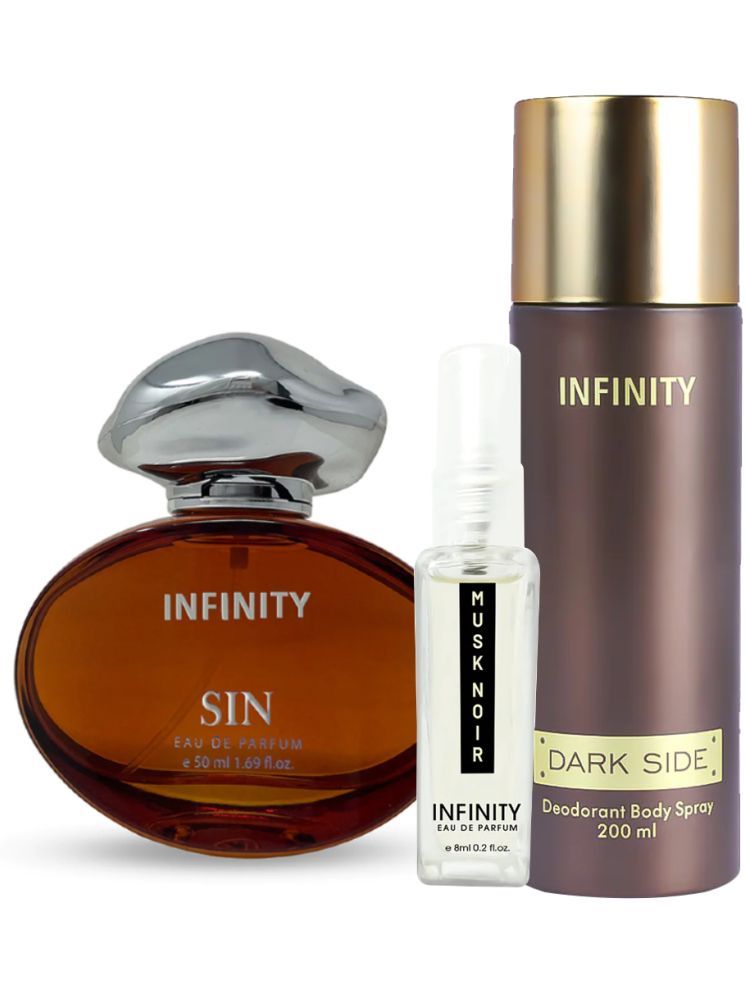     			Infinity Sin EDP Perfume 50ml, Dark Side Deodorant 200ml, Musk Noir Pocket Perfume 8ml Pack of 3