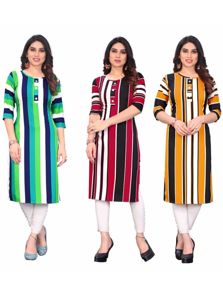     			KETAKI FASHION Crepe Striped Straight Women's Kurti - Multicolor1 ( Pack of 3 )