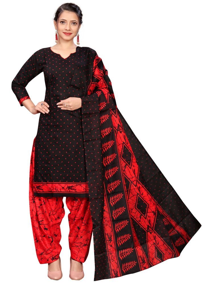     			Rajnandini Cotton Blend Printed Kurti With Patiala Women's Stitched Salwar Suit - Black ( Pack of 1 )