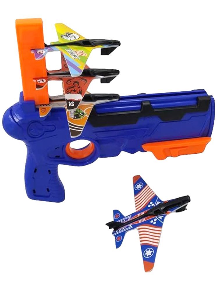     			TOY DEKHO  Airplane Launcher Gun Toys, Air Battle Gun  Toy with 4 Paper Foam Planes For  Kids Boys Girls Age 2+ Years Gadget for Fun Outdoor Sports Activity Play Catapult Pistol with Continuous Shooting Flyers, Plastic (Multicolour) Gun