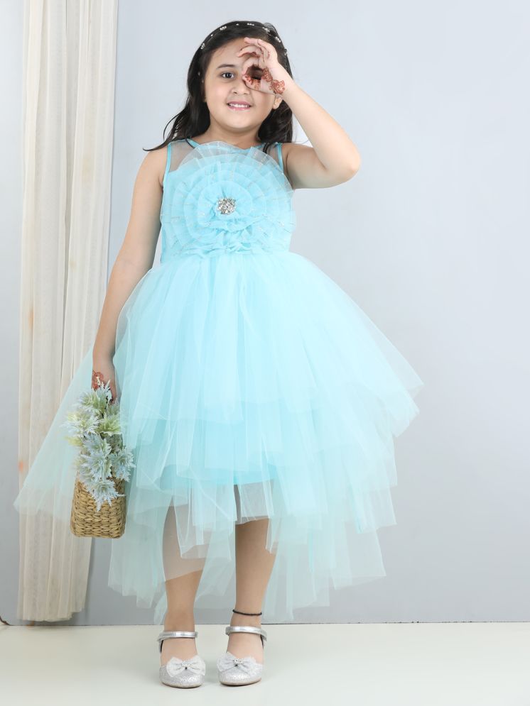     			Toy Balloon Kids Net Asymmetric Dress For Girls ( Pack of 1 , Sky Blue )