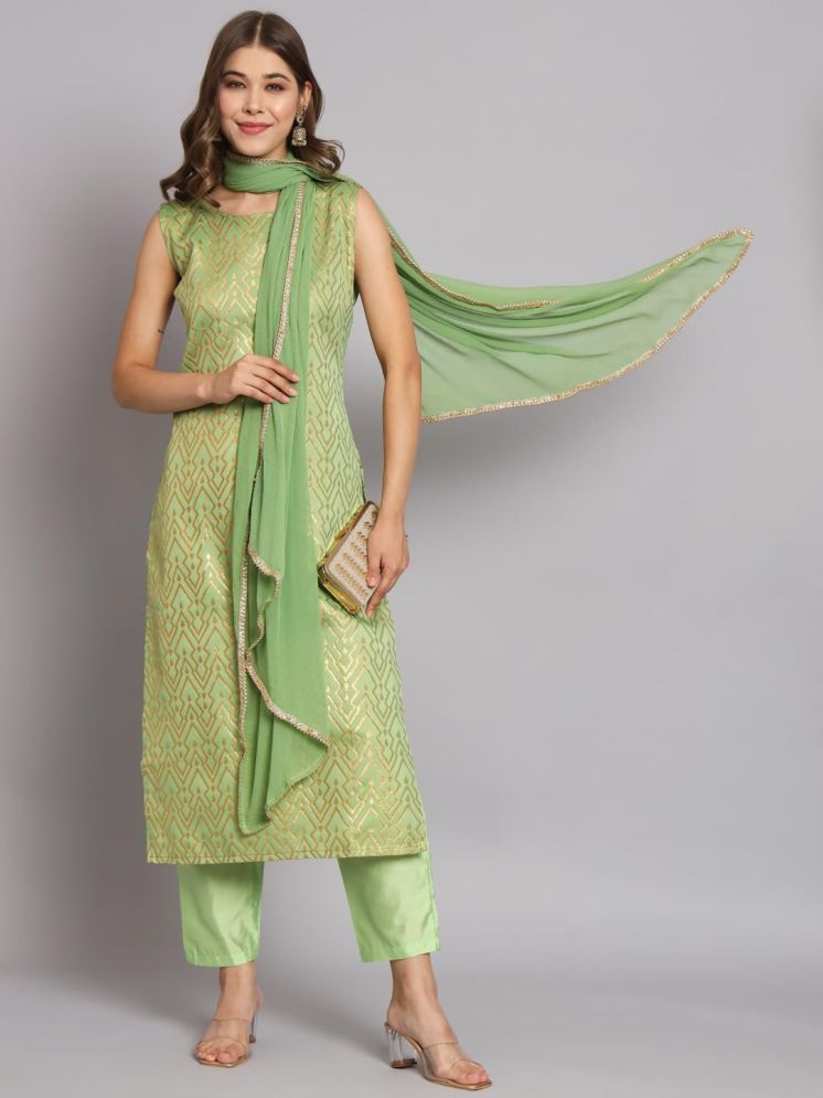     			VredeVogel Cotton Silk Self Design Kurti With Pants Women's Stitched Salwar Suit - Green ( Pack of 1 )