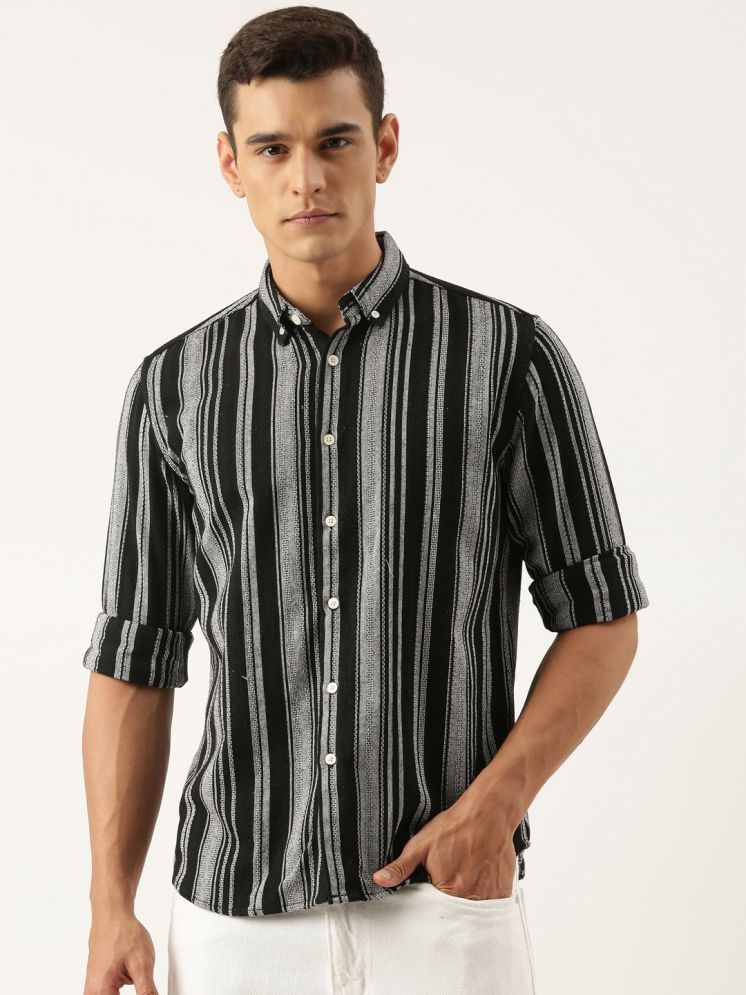     			roller fashions 100% Cotton Slim Fit Striped Full Sleeves Men's Casual Shirt - Black ( Pack of 1 )