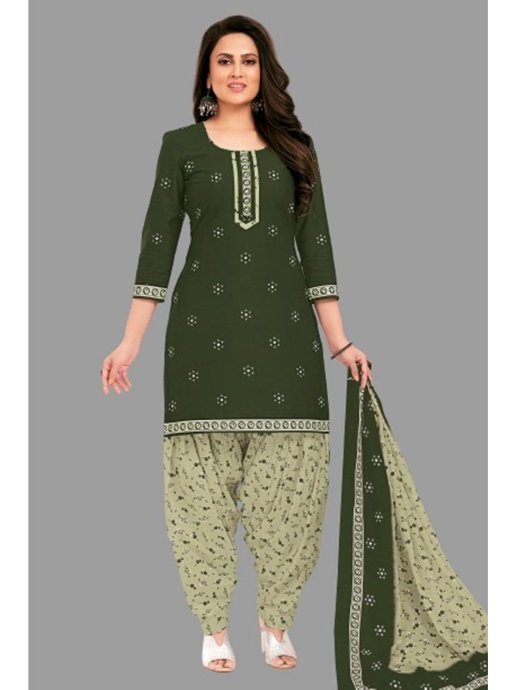     			shree jeenmata collection Unstitched Cotton Printed Dress Material - Green ( Pack of 1 )