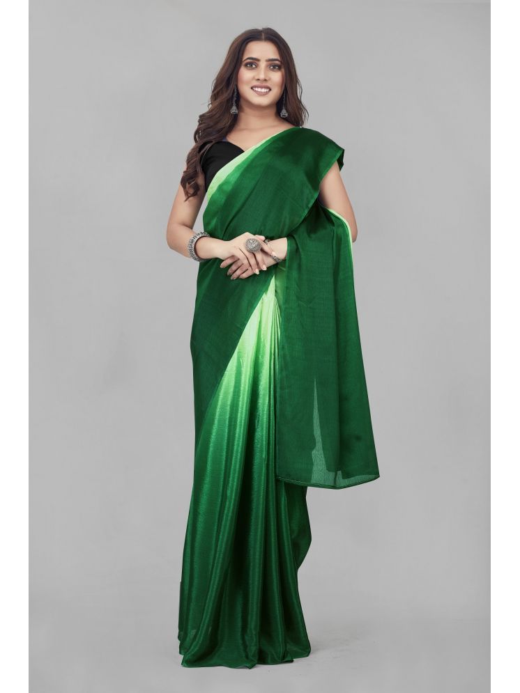     			Aika Chiffon Solid Saree With Blouse Piece - Green ( Pack of 1 )