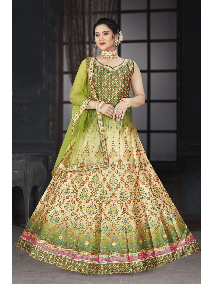     			ETHNIC TREE Yellow Silk A-line Stitched Lehenga Single