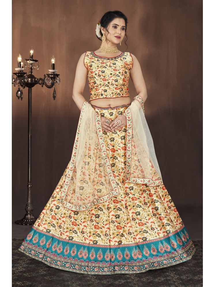     			ETHNIC TREE Yellow Silk A-line Stitched Lehenga Single