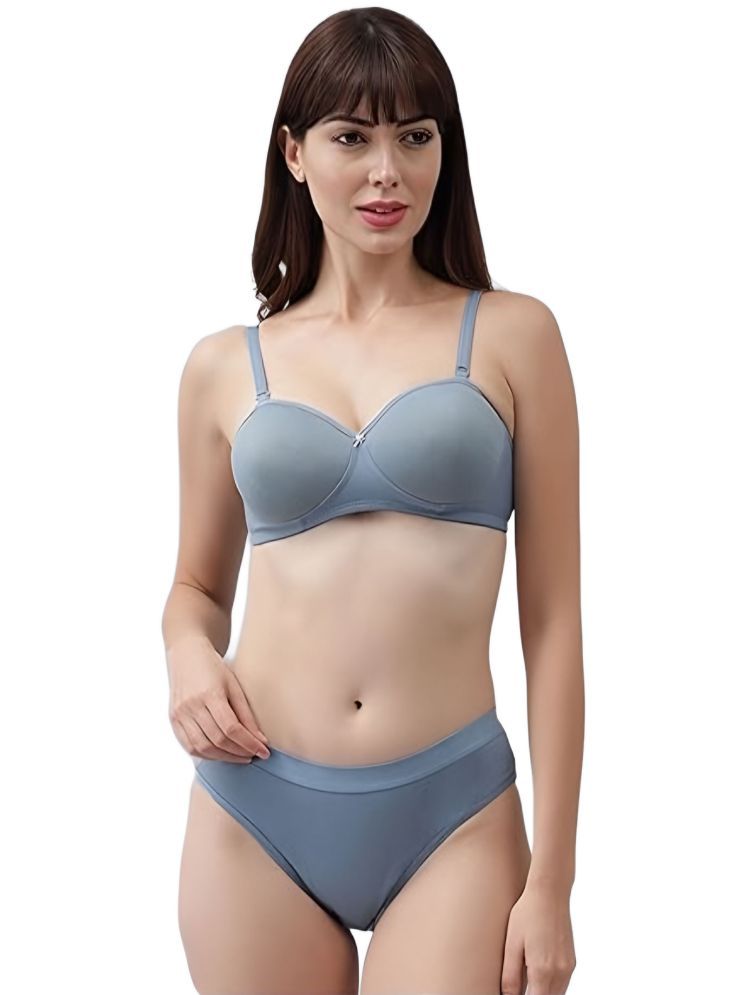     			FVCO Blue Padded Bra Cotton Blend Women's Bra & Panty Set ( Pack of 1 )