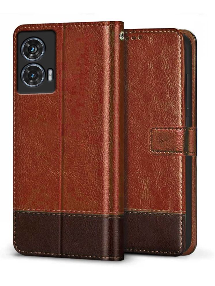     			Fashionury Brown Flip Cover Leather Compatible For Moto Edge 50 Fusion ( Pack of 1 )