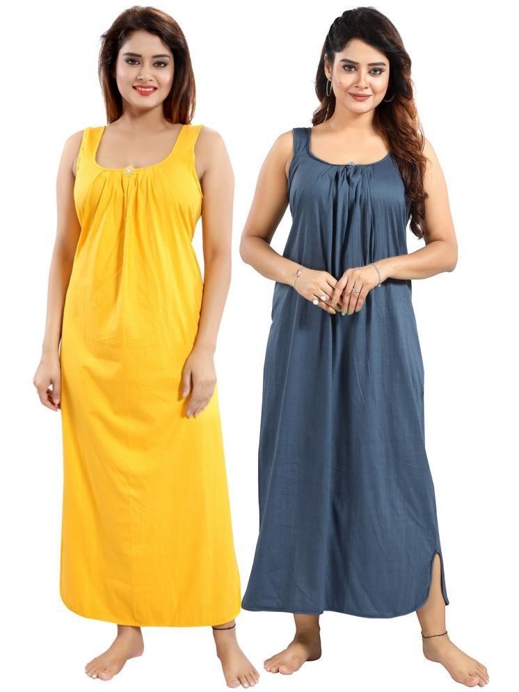     			INNER BEATS Multicolor Cotton Blend Women's Nightwear Nighty & Night Gowns ( Pack of 2 )