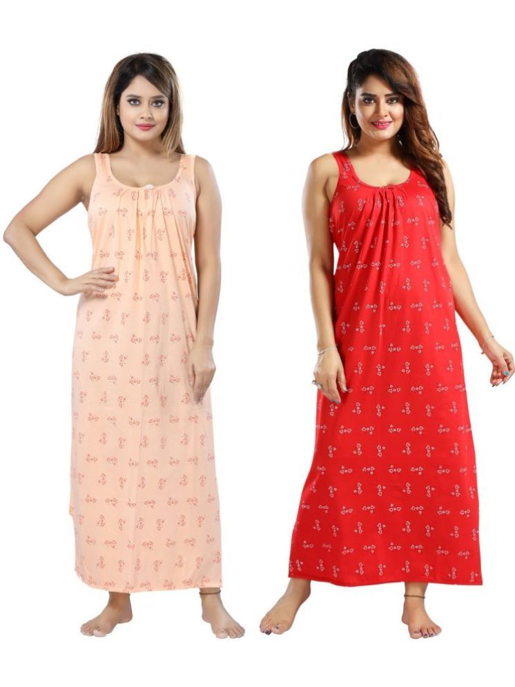     			INNER BEATS Multicolor Cotton Blend Women's Nightwear Nighty & Night Gowns ( Pack of 2 )