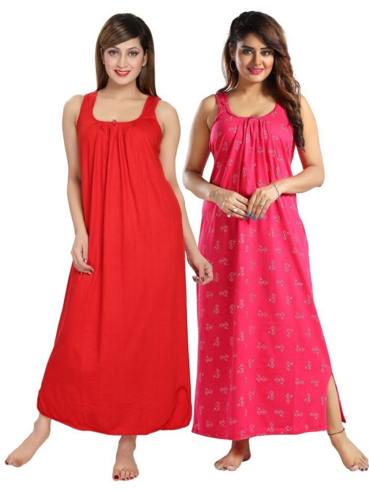     			INNER BEATS Multicolor Cotton Blend Women's Nightwear Nighty & Night Gowns ( Pack of 2 )