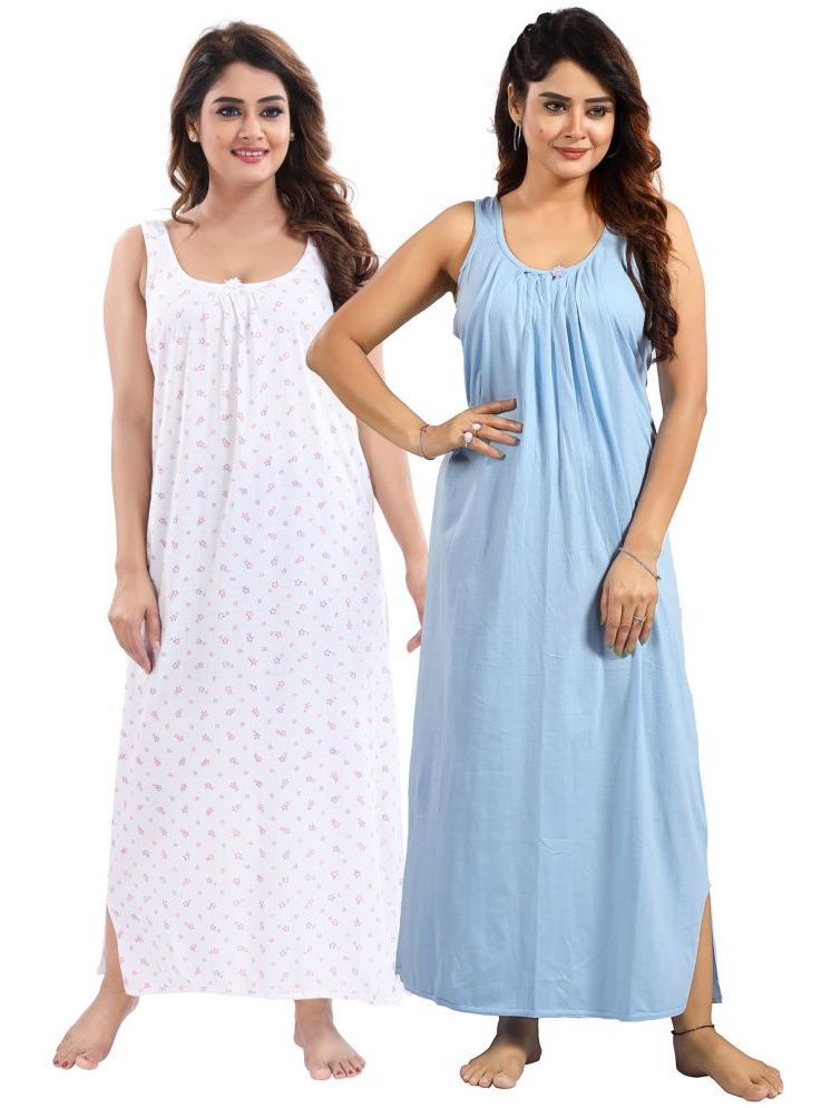     			INNER BEATS Multicolor Cotton Blend Women's Nightwear Nighty & Night Gowns ( Pack of 2 )