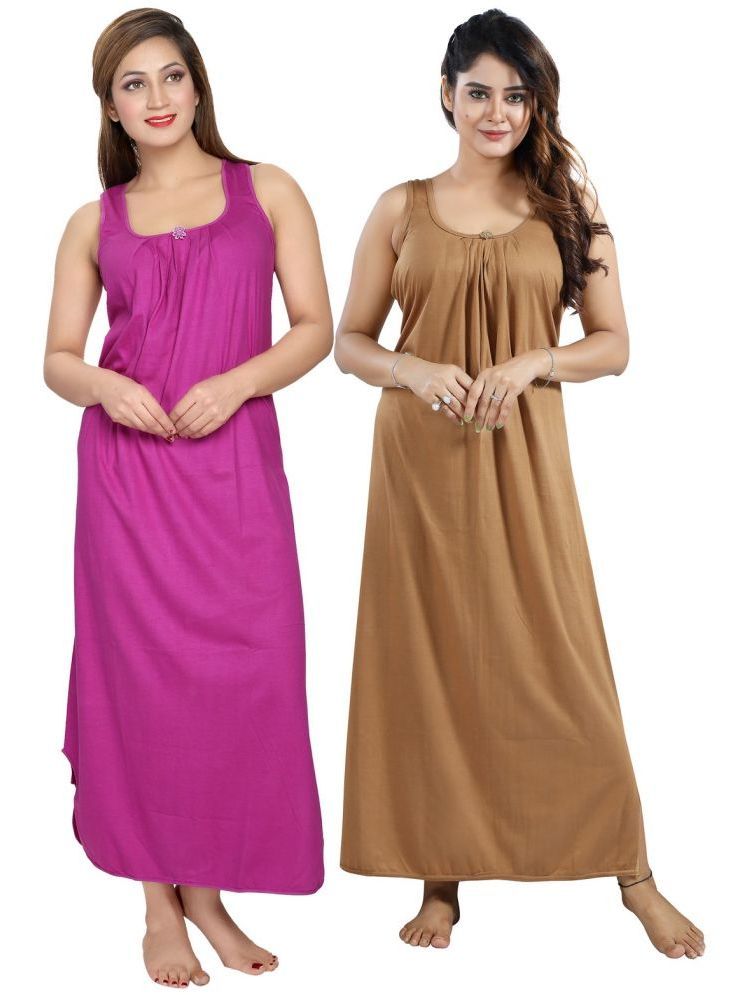     			INNER BEATS Multicolor Cotton Blend Women's Nightwear Nighty & Night Gowns ( Pack of 2 )