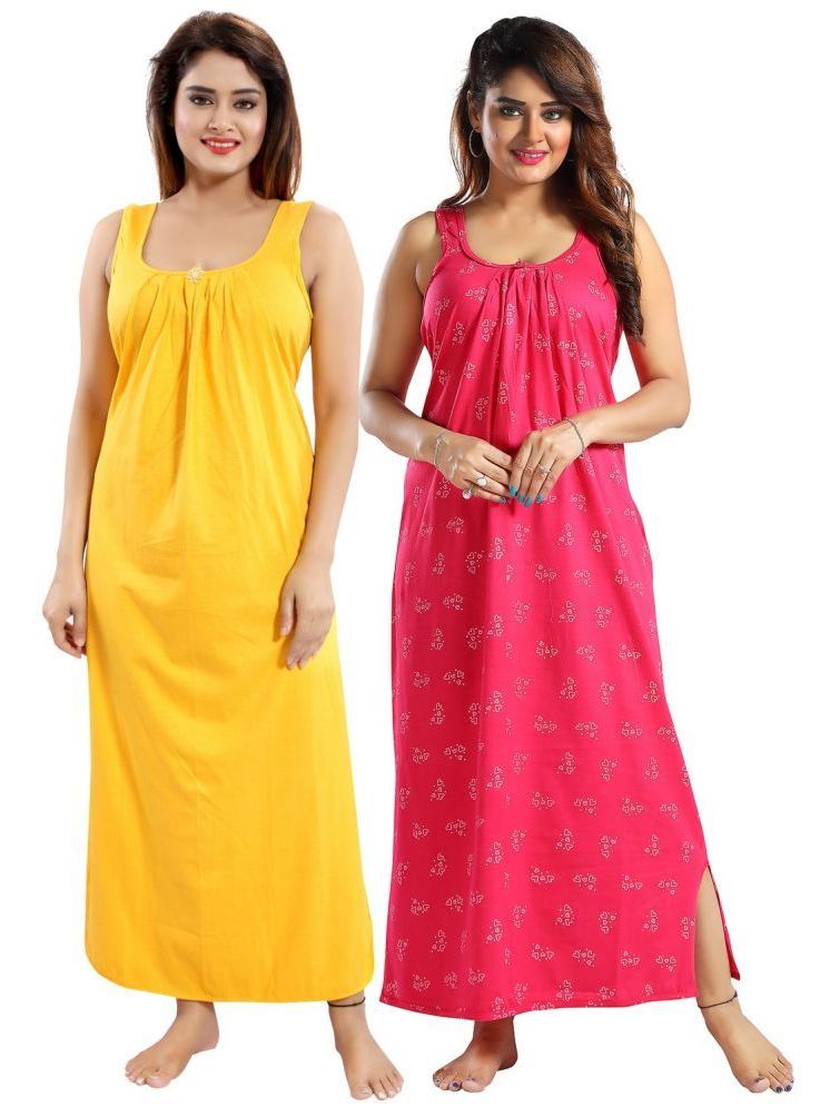     			INNER BEATS Multicolor Cotton Blend Women's Nightwear Nighty & Night Gowns ( Pack of 2 )