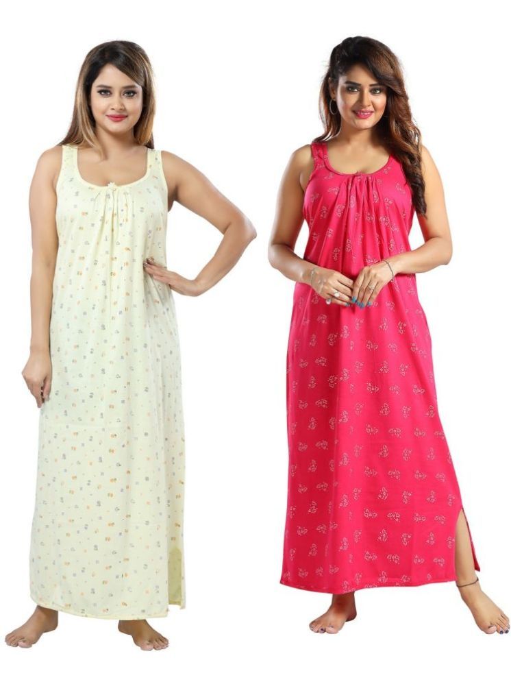     			INNER BEATS Multicolor Cotton Blend Women's Nightwear Nighty & Night Gowns ( Pack of 2 )